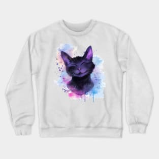 Domestic Shorthair Cat Water Color Pop Art Design for Cat Lover Crewneck Sweatshirt